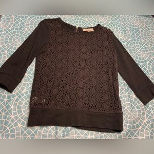 💛TODAY***$15***Loft black long sleeved shirt with sheer lace front.